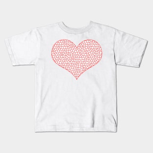 Heart - love - geometric pattern  - red and white. Kids T-Shirt